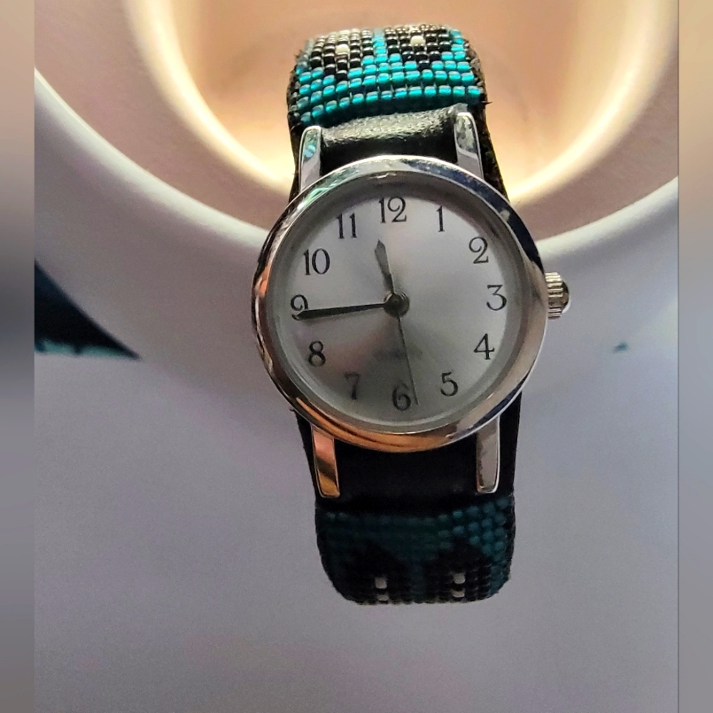 Native American Beaded Cuff Watch